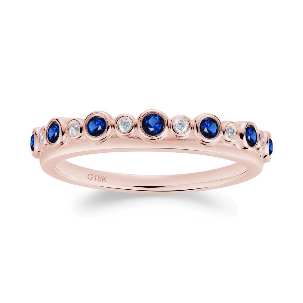 Alternating Cubic Zirconia and Sapphire Bubble Band Ring - LUO Jewelry #metal_18k rose gold