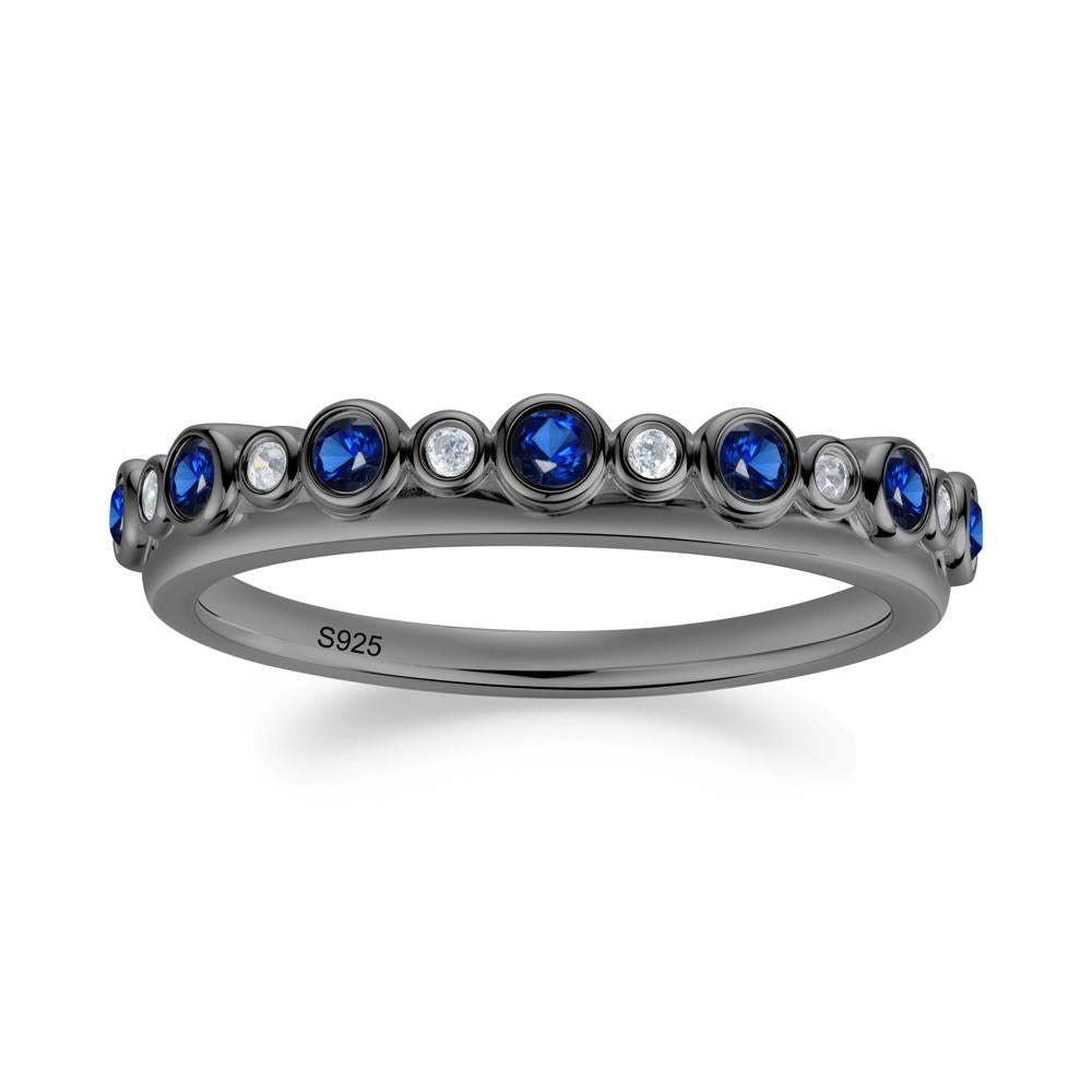 Alternating Cubic Zirconia and Sapphire Bubble Band Ring - LUO Jewelry #metal_black finish sterling silver