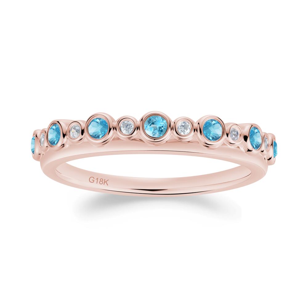 Alternating Swiss Blue Topaz and Cubic Zirconia Bubble Band Ring - LUO Jewelry #metal_18k rose gold