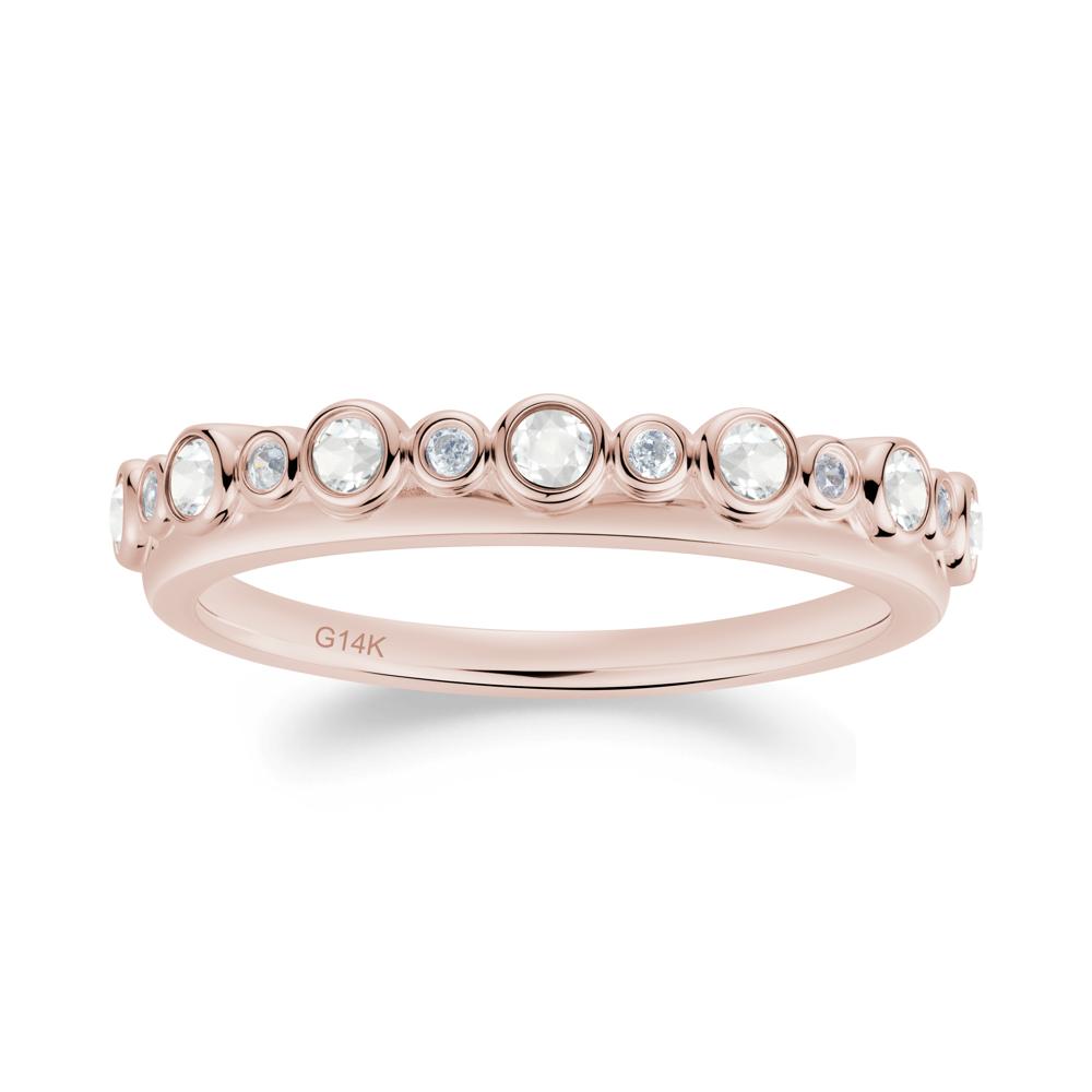 Alternating Cubic Zirconia and White Topaz Bubble Band Ring - LUO Jewelry #metal_14k rose gold