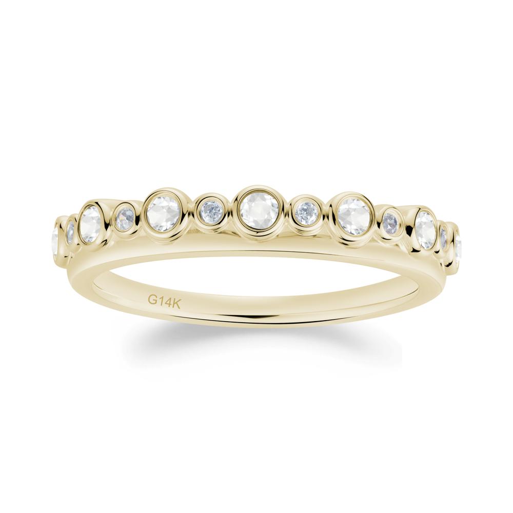 Alternating Cubic Zirconia and White Topaz Bubble Band Ring - LUO Jewelry #metal_14k yellow gold