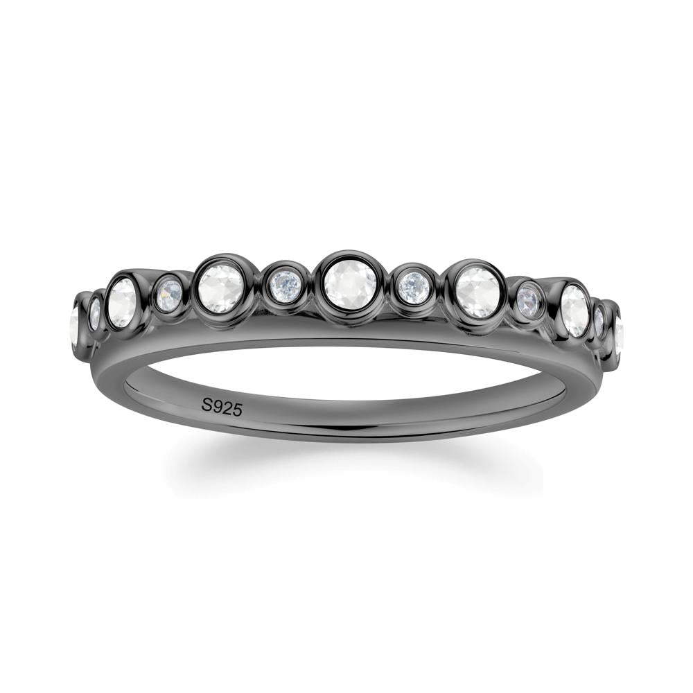 Alternating Cubic Zirconia and White Topaz Bubble Band Ring - LUO Jewelry #metal_black finish sterling silver