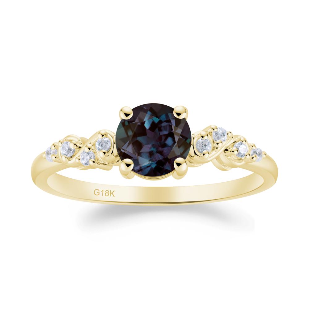 Simple Round Alexandrite Infinity Ring - LUO Jewelry #metal_18k yellow gold
