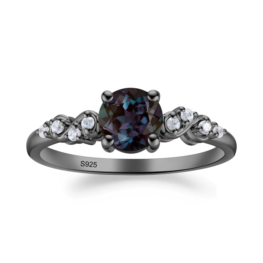 Simple Round Alexandrite Infinity Ring - LUO Jewelry #metal_black finish sterling silver