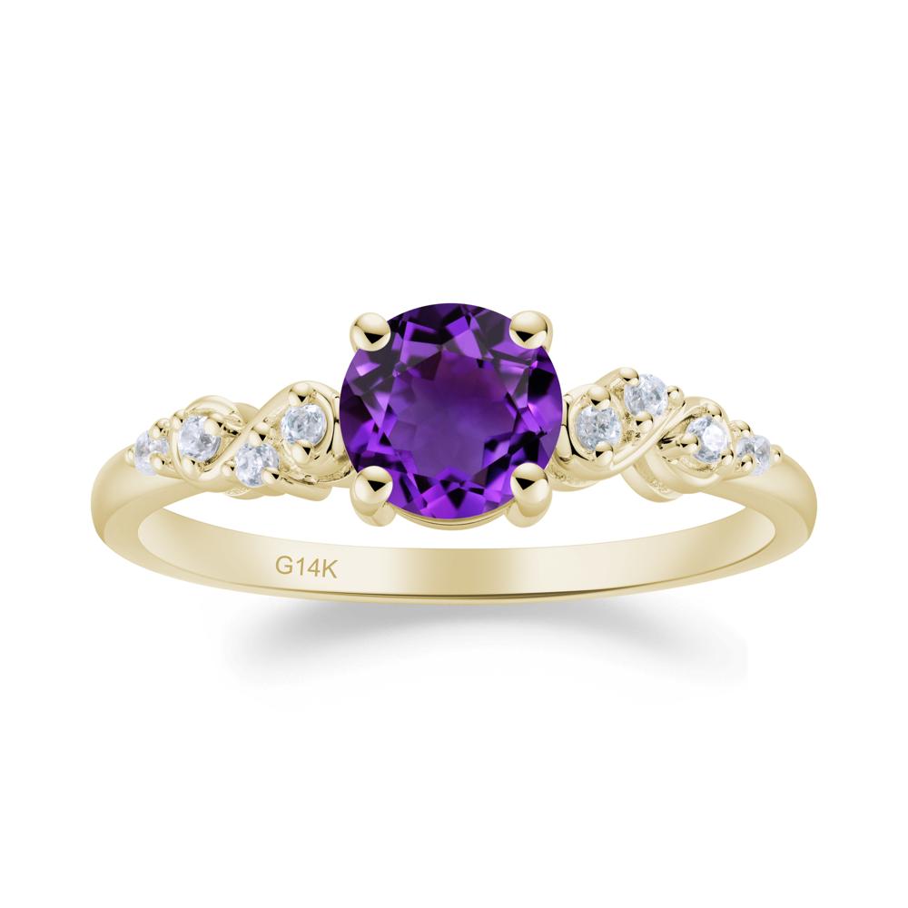Simple Round Amethyst Infinity Ring - LUO Jewelry #metal_14k yellow gold