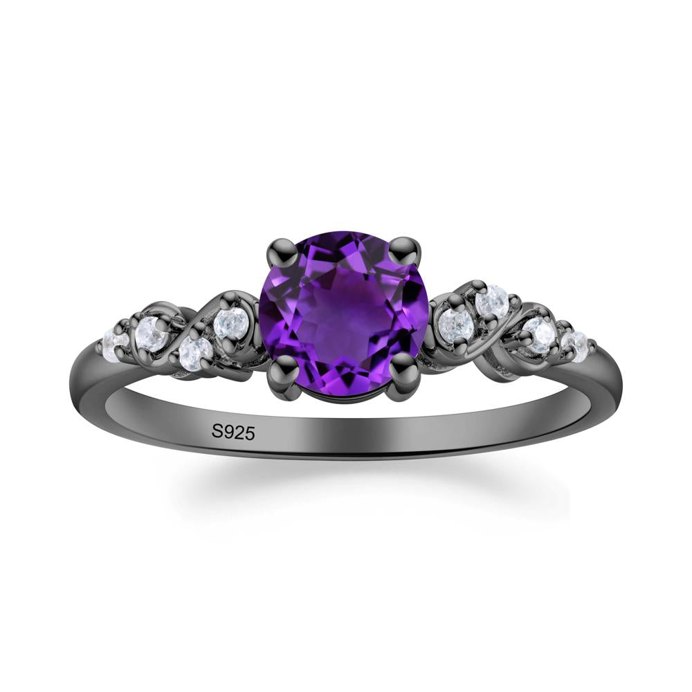Simple Round Amethyst Infinity Ring - LUO Jewelry #metal_black finish sterling silver