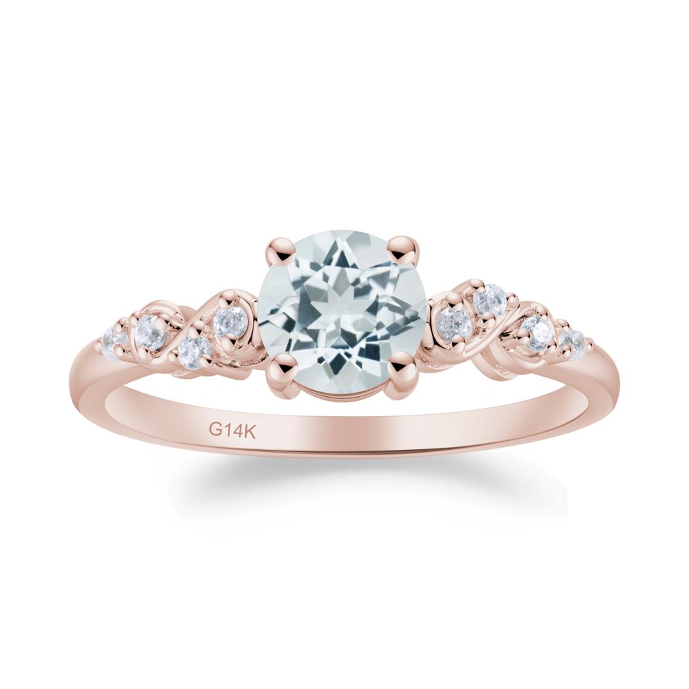Simple Round Aquamarine Infinity Ring - LUO Jewelry #metal_14k rose gold