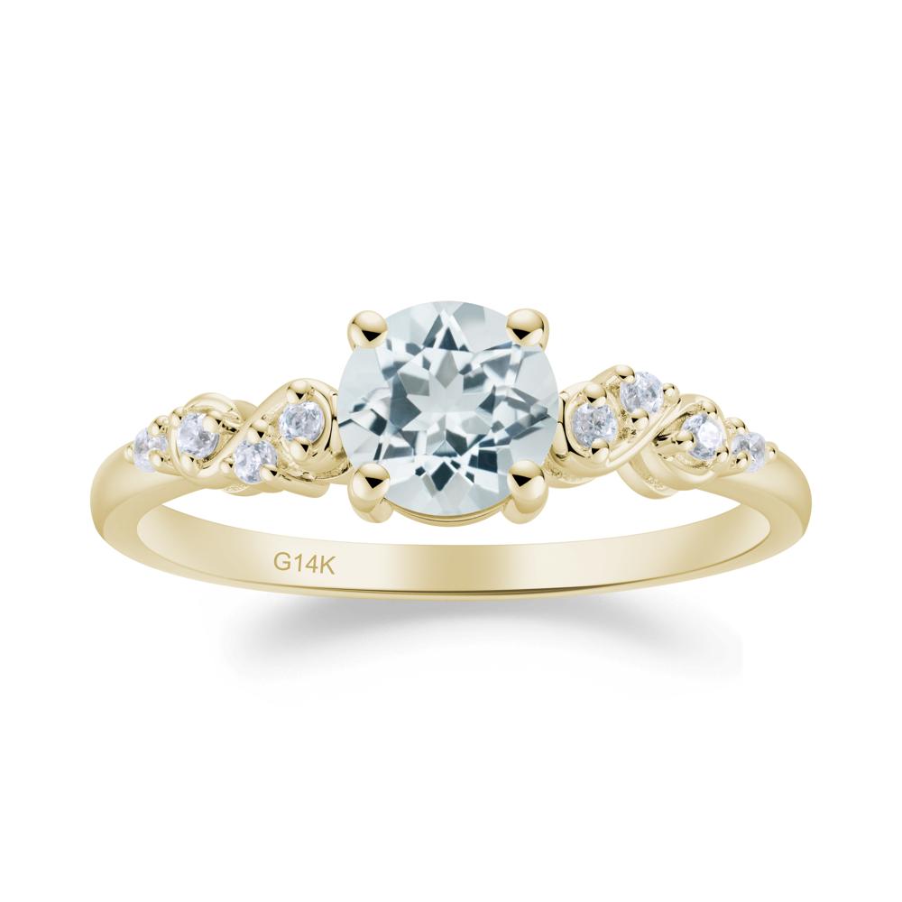 Simple Round Aquamarine Infinity Ring - LUO Jewelry #metal_14k yellow gold