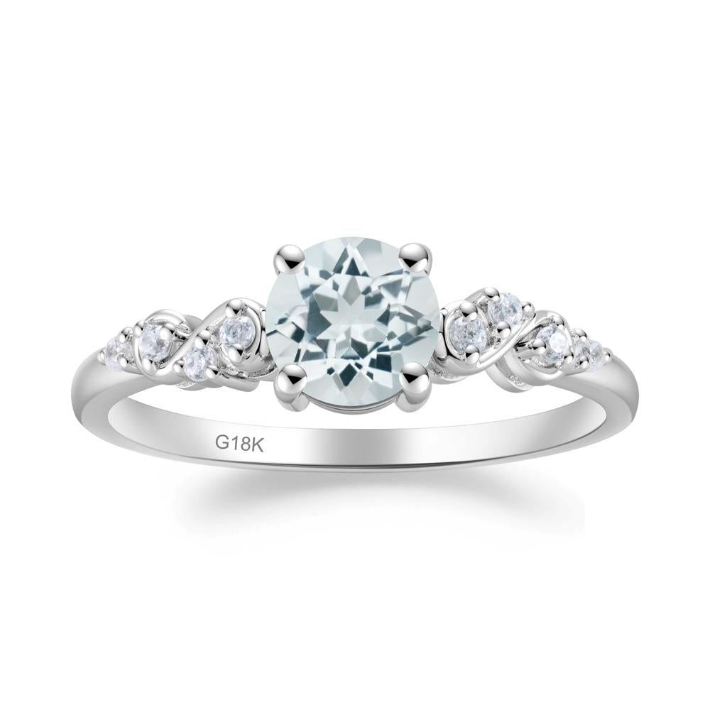 Simple Round Aquamarine Infinity Ring - LUO Jewelry #metal_18k white gold