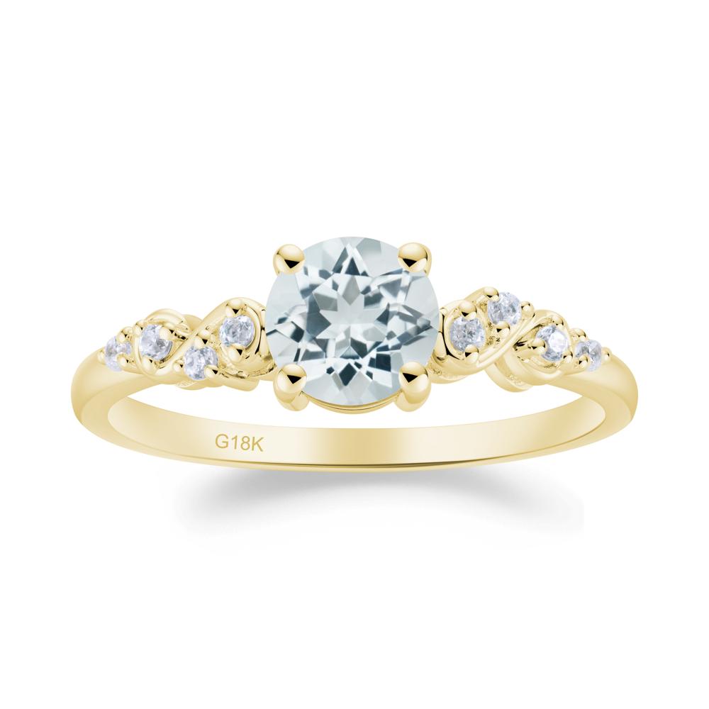 Simple Round Aquamarine Infinity Ring - LUO Jewelry #metal_18k yellow gold