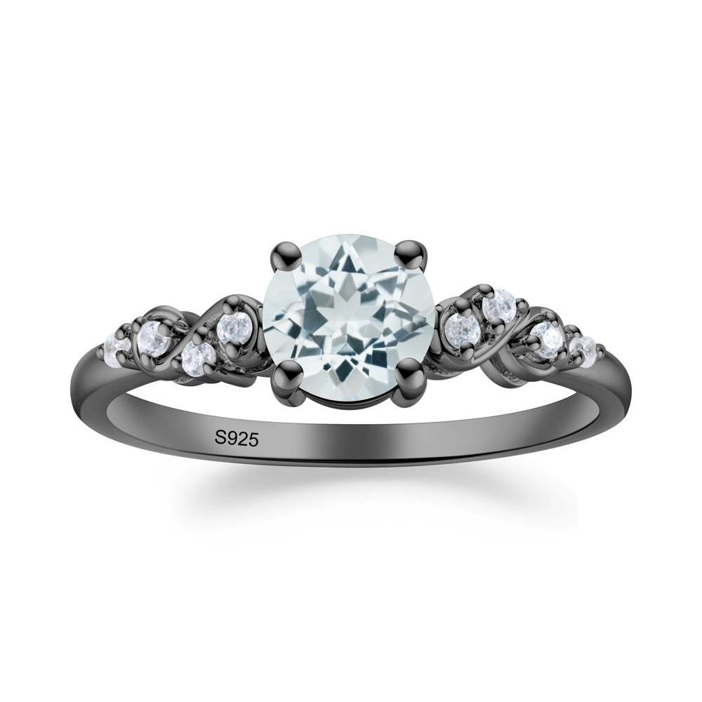 Simple Round Aquamarine Infinity Ring - LUO Jewelry #metal_black finish sterling silver