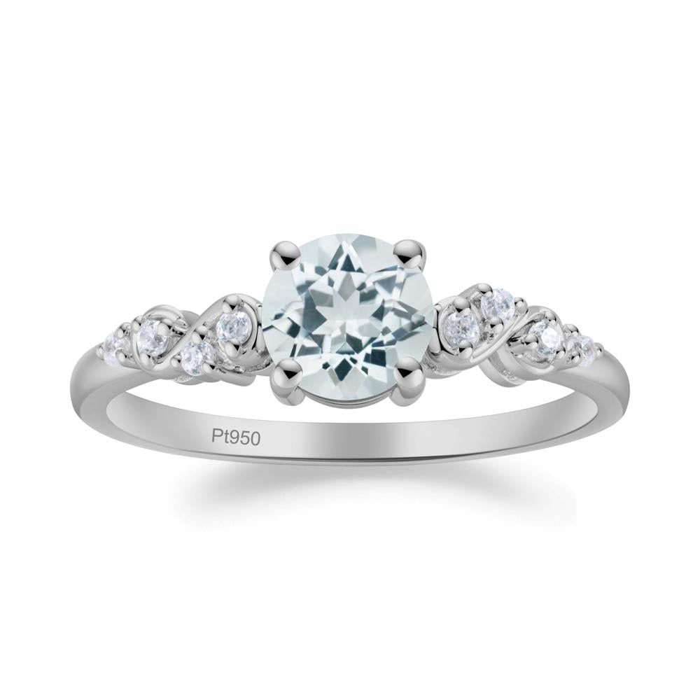 Simple Round Aquamarine Infinity Ring - LUO Jewelry #metal_platinum