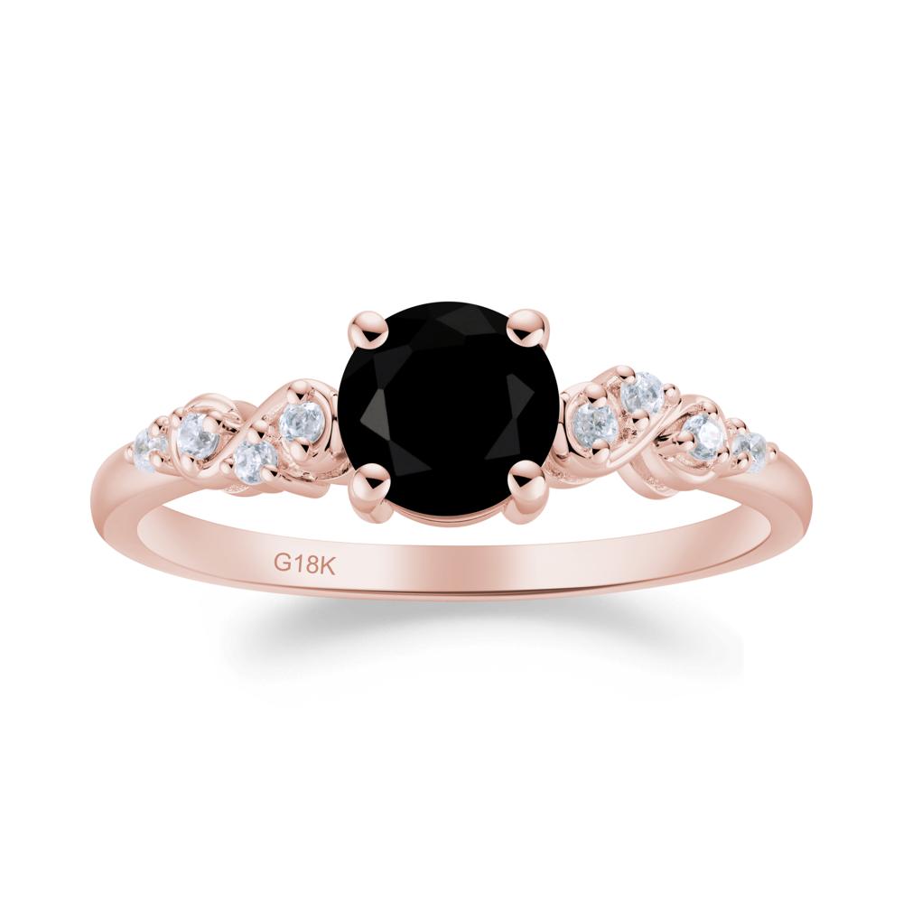 Simple Round Black Spinel Infinity Ring - LUO Jewelry #metal_18k rose gold