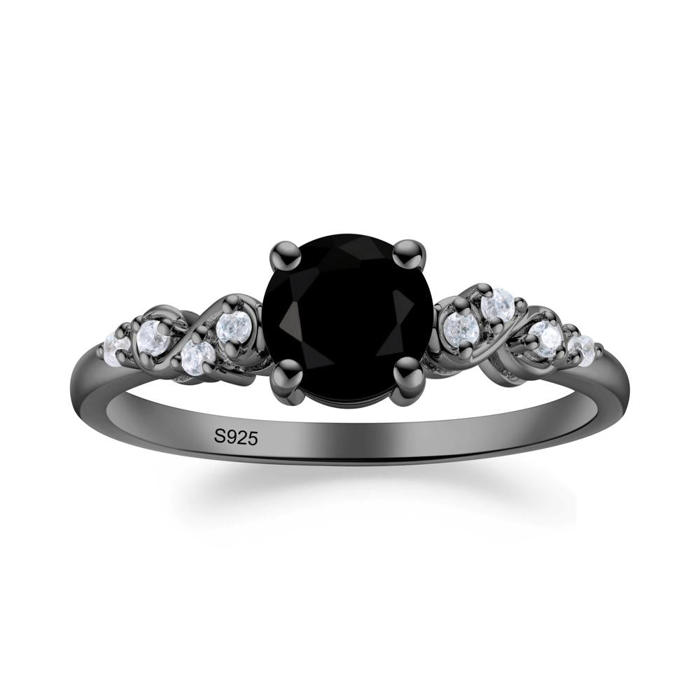 Simple Round Black Spinel Infinity Ring - LUO Jewelry #metal_black finish sterling silver