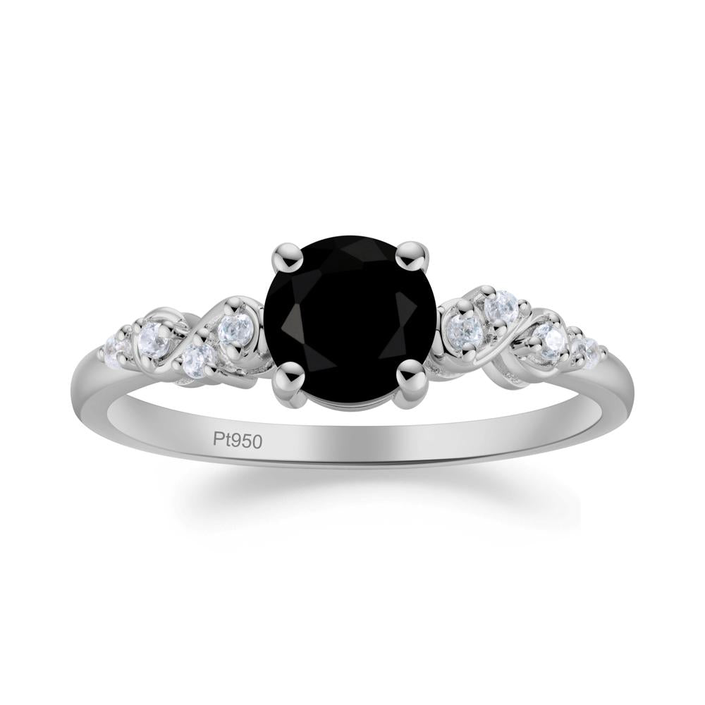 Simple Round Black Spinel Infinity Ring - LUO Jewelry #metal_platinum