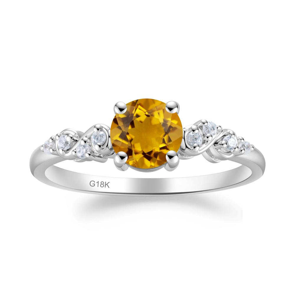 Simple Round Citrine Infinity Ring - LUO Jewelry #metal_18k white gold