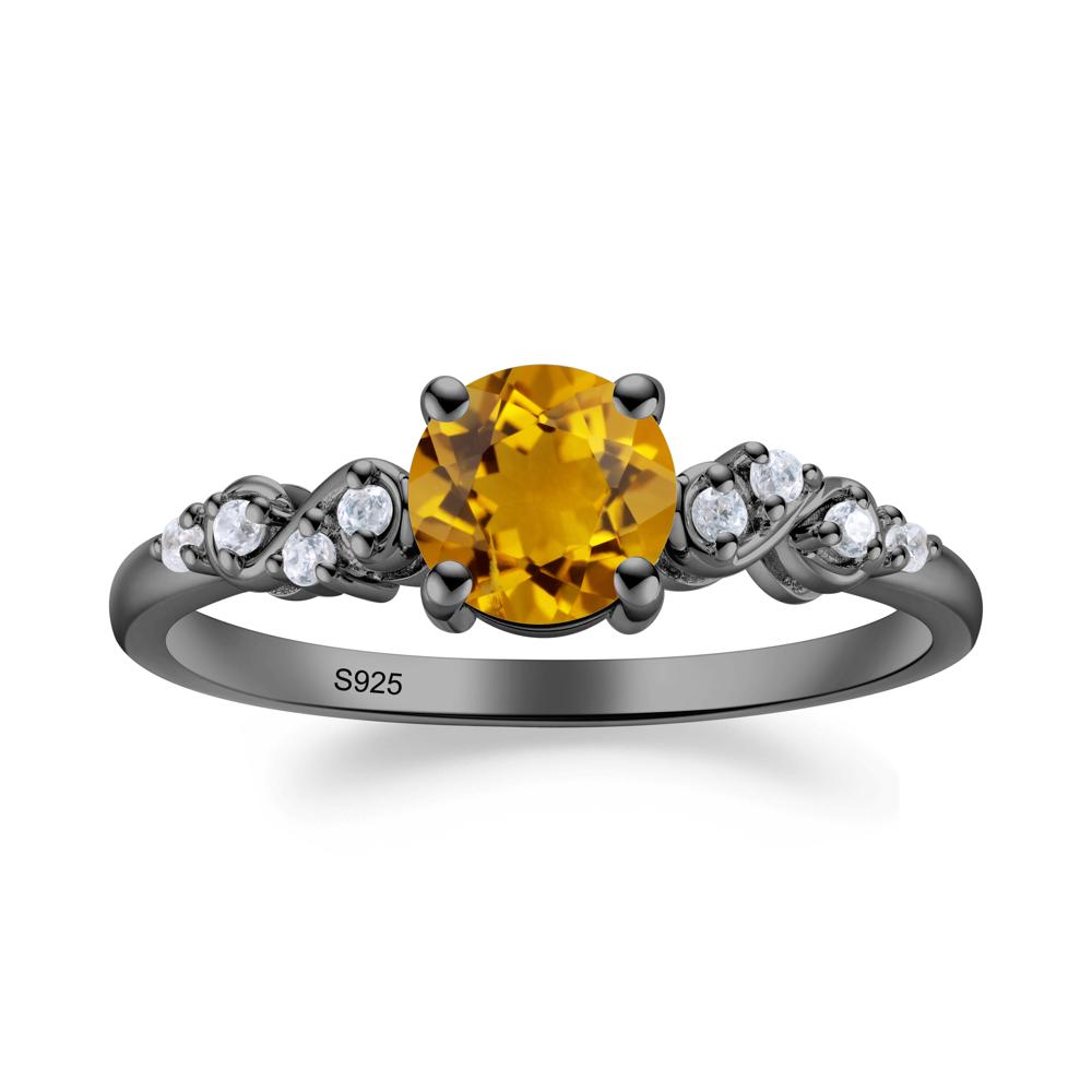 Simple Round Citrine Infinity Ring - LUO Jewelry #metal_black finish sterling silver