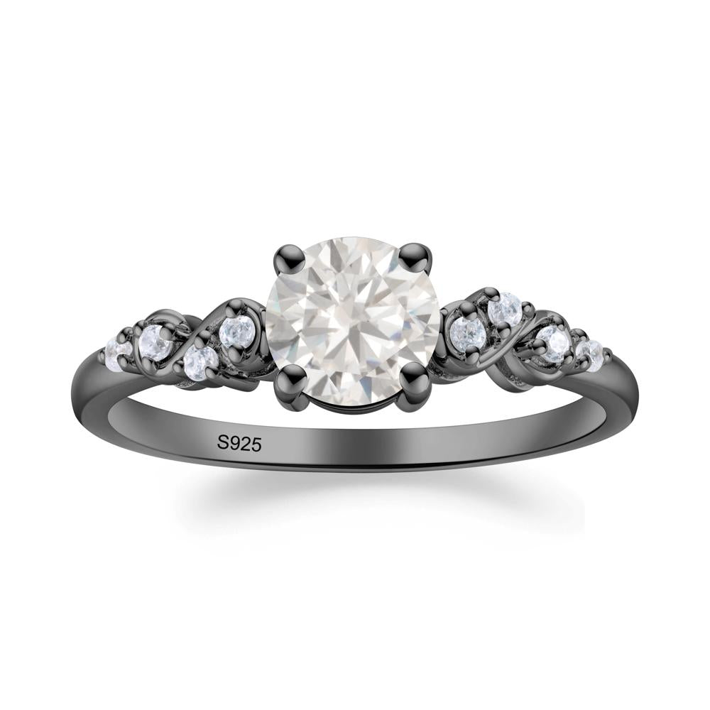 Simple Round Cubic Zirconia Infinity Ring - LUO Jewelry #metal_black finish sterling silver
