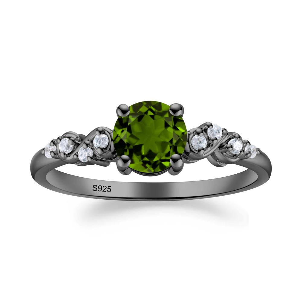 Simple Round Diopside Infinity Ring - LUO Jewelry #metal_black finish sterling silver