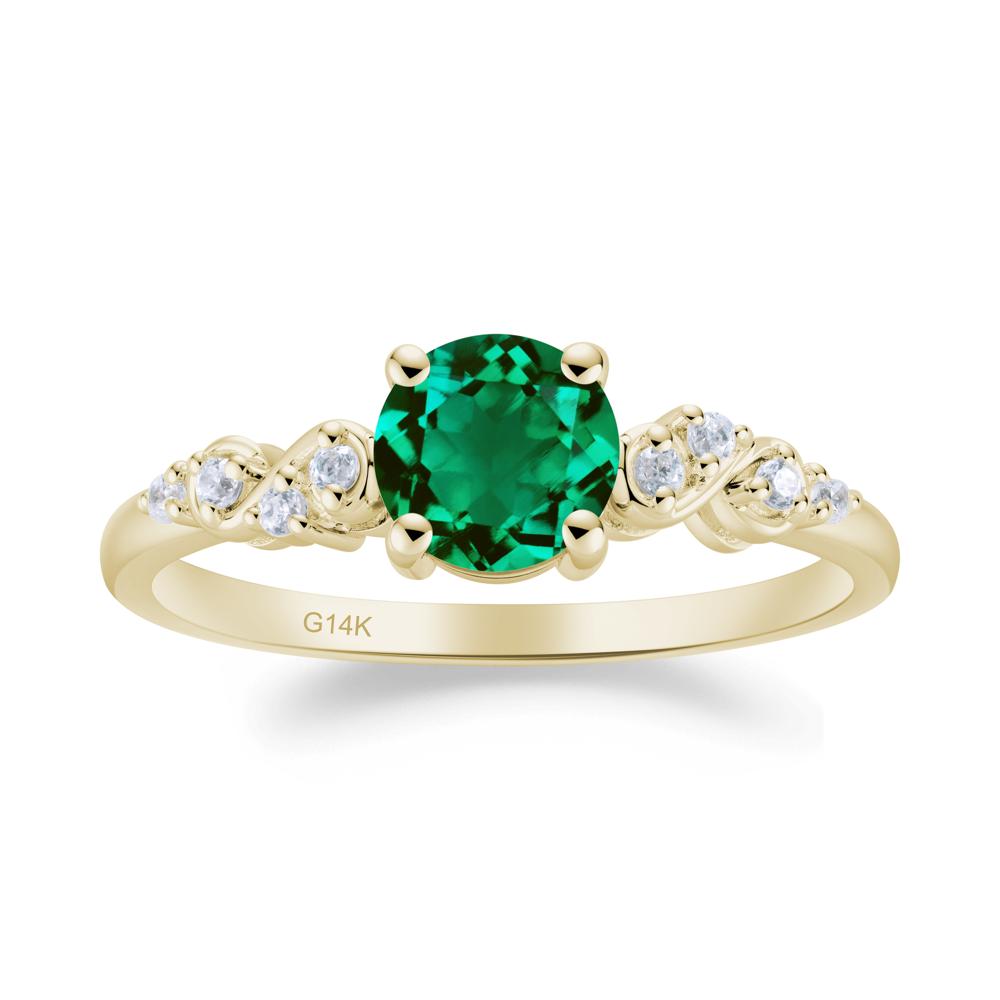 Simple Round Emerald Infinity Ring - LUO Jewelry #metal_14k yellow gold