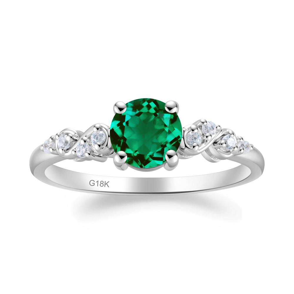 Simple Round Emerald Infinity Ring - LUO Jewelry #metal_18k white gold
