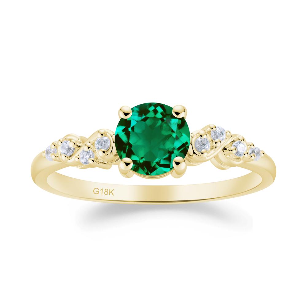 Simple Round Emerald Infinity Ring - LUO Jewelry #metal_18k yellow gold