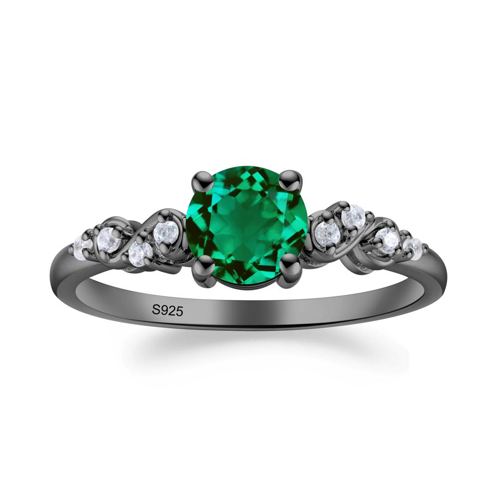 Simple Round Emerald Infinity Ring - LUO Jewelry #metal_black finish sterling silver