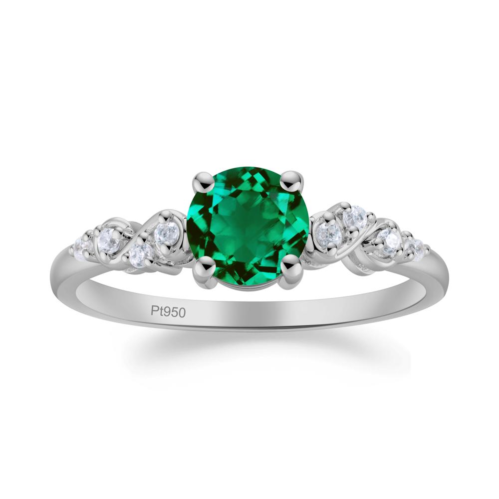 Simple Round Emerald Infinity Ring - LUO Jewelry #metal_platinum