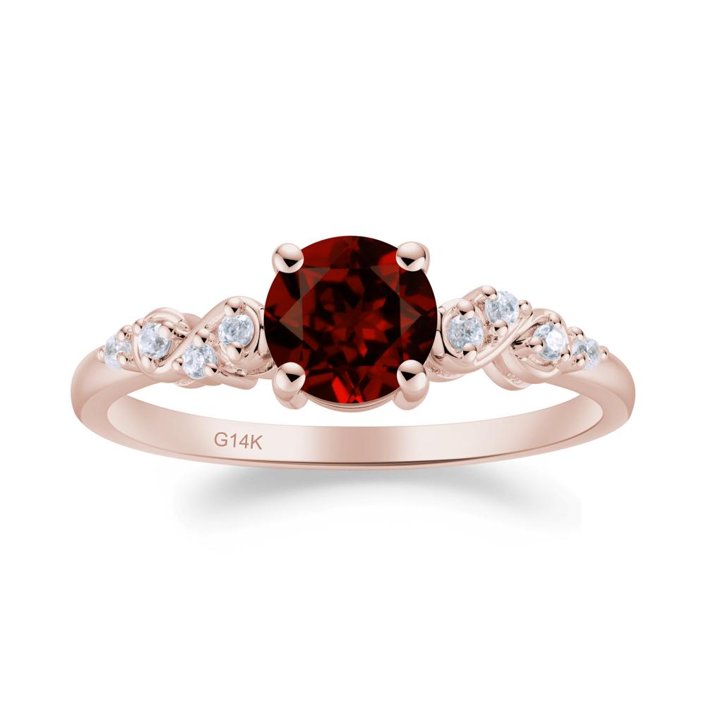 Simple Round Garnet Infinity Ring - LUO Jewelry #metal_14k rose gold