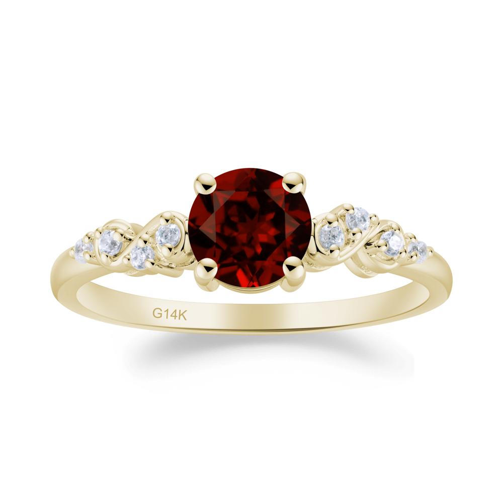 Simple Round Garnet Infinity Ring - LUO Jewelry #metal_14k yellow gold
