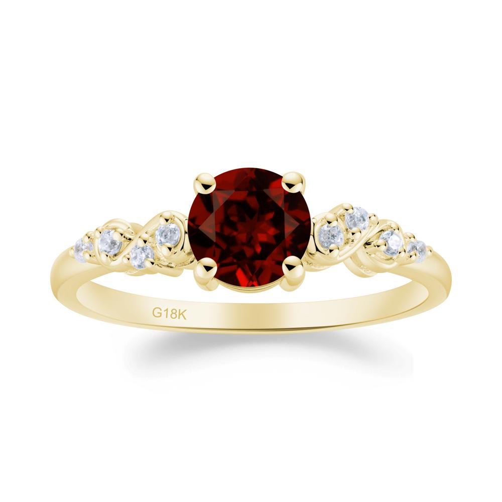 Simple Round Garnet Infinity Ring - LUO Jewelry #metal_18k yellow gold