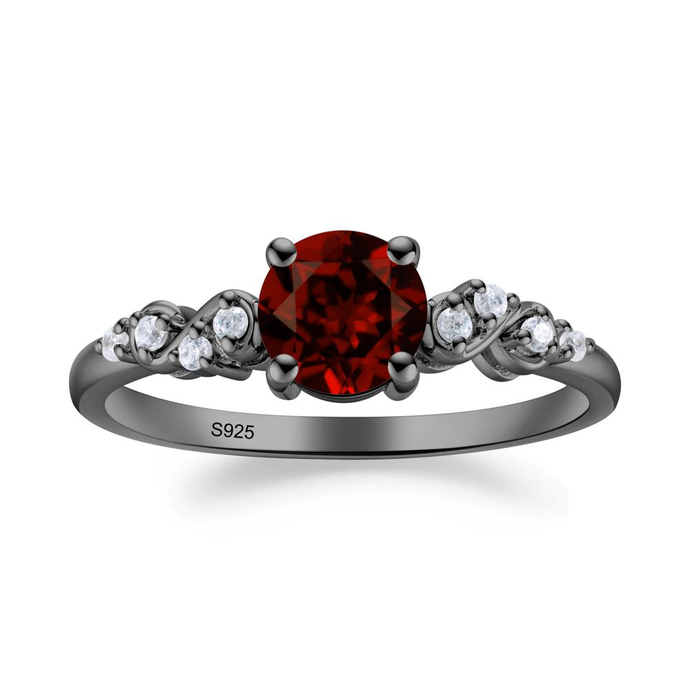 Simple Round Garnet Infinity Ring - LUO Jewelry #metal_black finish sterling silver