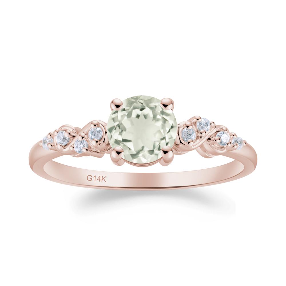 Simple Round Green Amethyst Infinity Ring - LUO Jewelry #metal_14k rose gold