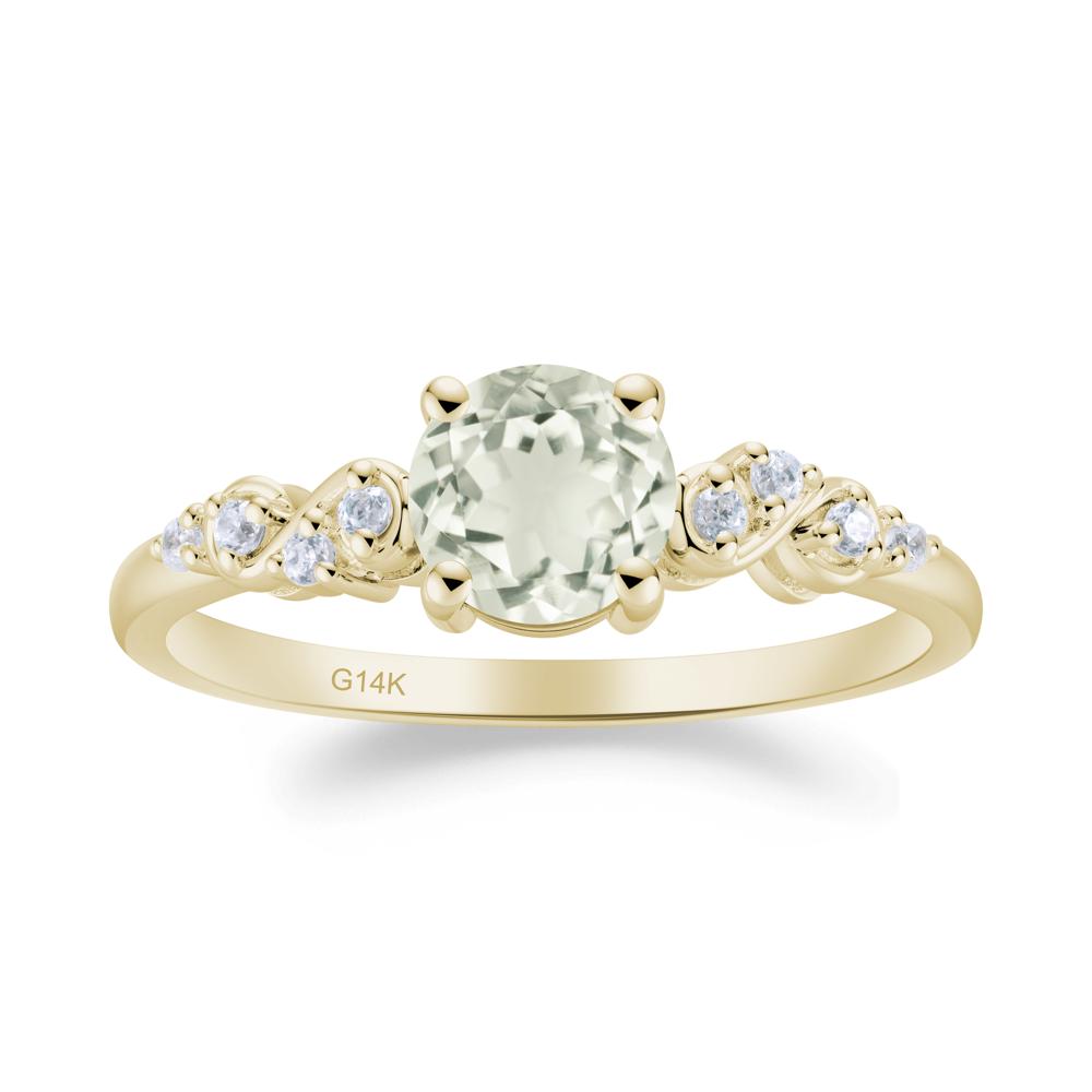 Simple Round Green Amethyst Infinity Ring - LUO Jewelry #metal_14k yellow gold