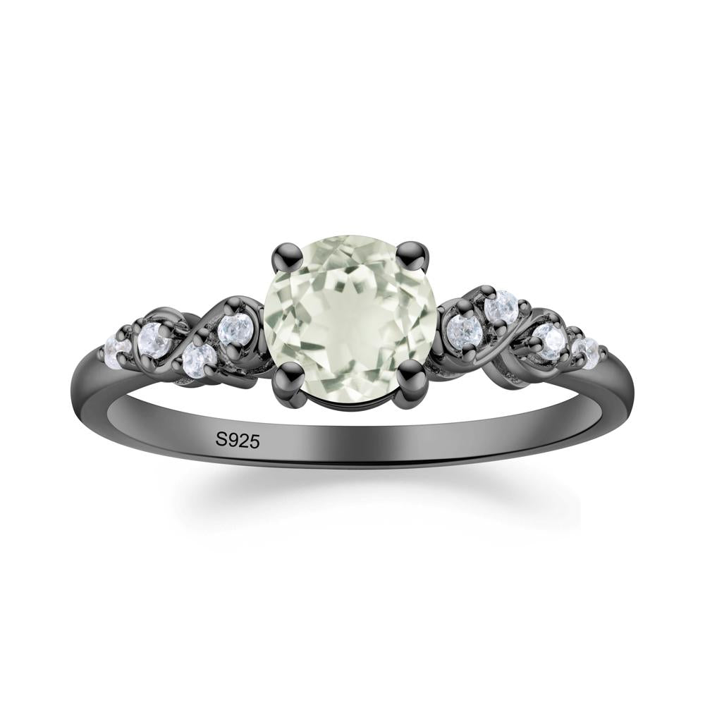 Simple Round Green Amethyst Infinity Ring - LUO Jewelry #metal_black finish sterling silver