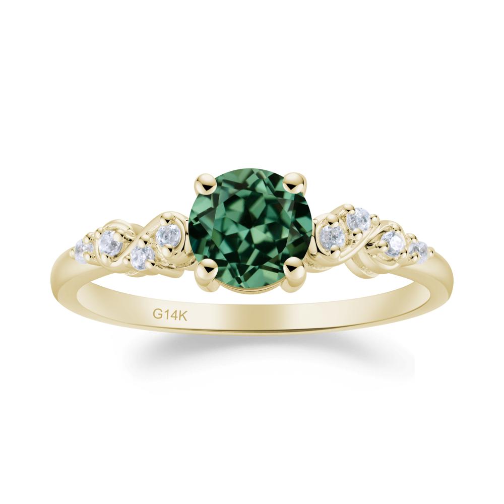 Simple Round Green Sapphire Infinity Ring - LUO Jewelry #metal_14k yellow gold