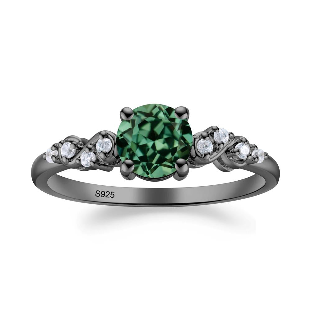 Simple Round Green Sapphire Infinity Ring - LUO Jewelry #metal_black finish sterling silver