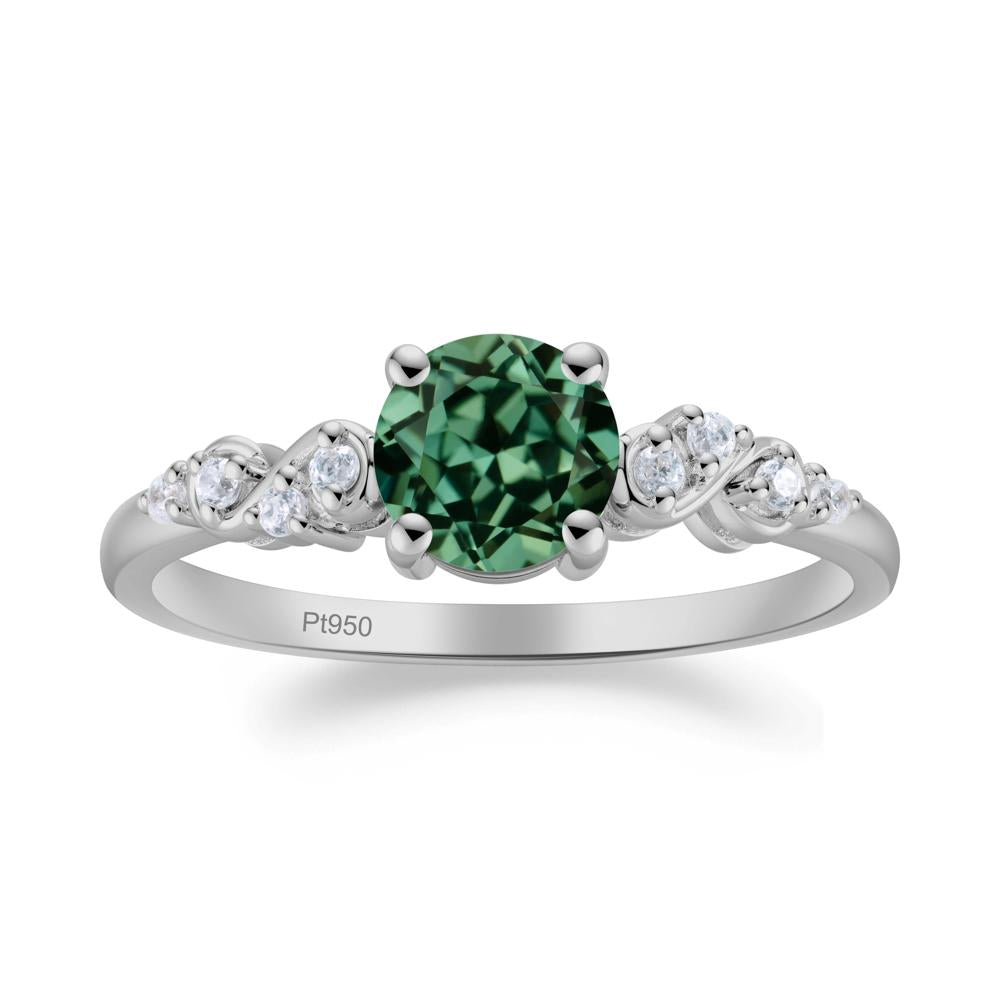 Simple Round Green Sapphire Infinity Ring - LUO Jewelry #metal_platinum