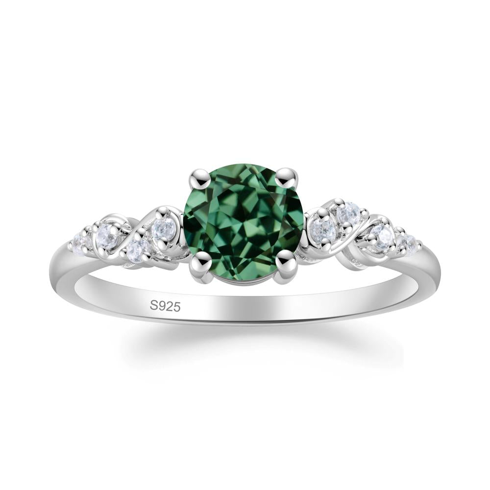 Simple Round Green Sapphire Infinity Ring - LUO Jewelry #metal_sterling silver