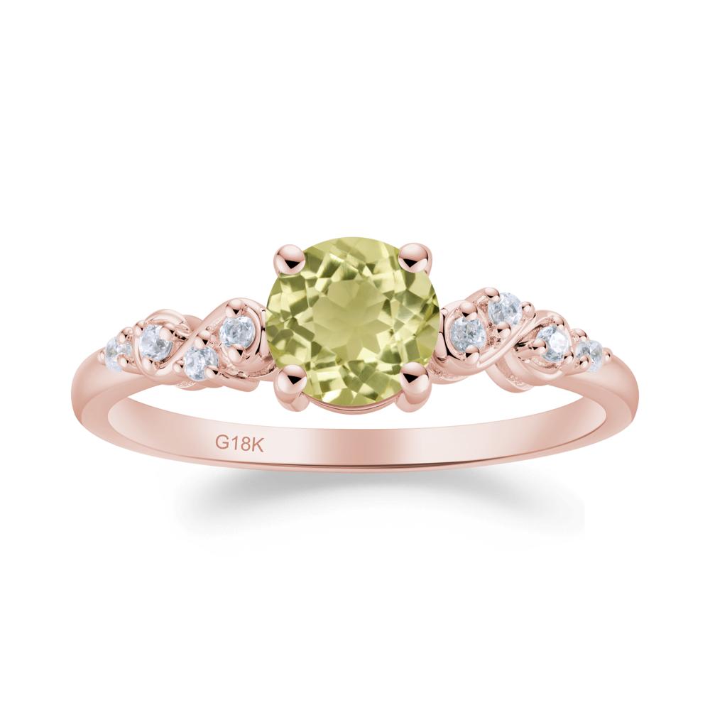 Simple Round Lemon Quartz Infinity Ring - LUO Jewelry #metal_18k rose gold