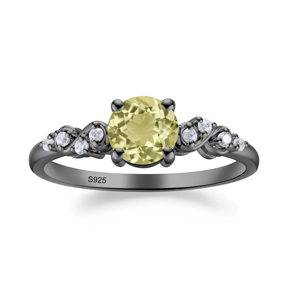 Simple Round Lemon Quartz Infinity Ring - LUO Jewelry #metal_black finish sterling silver