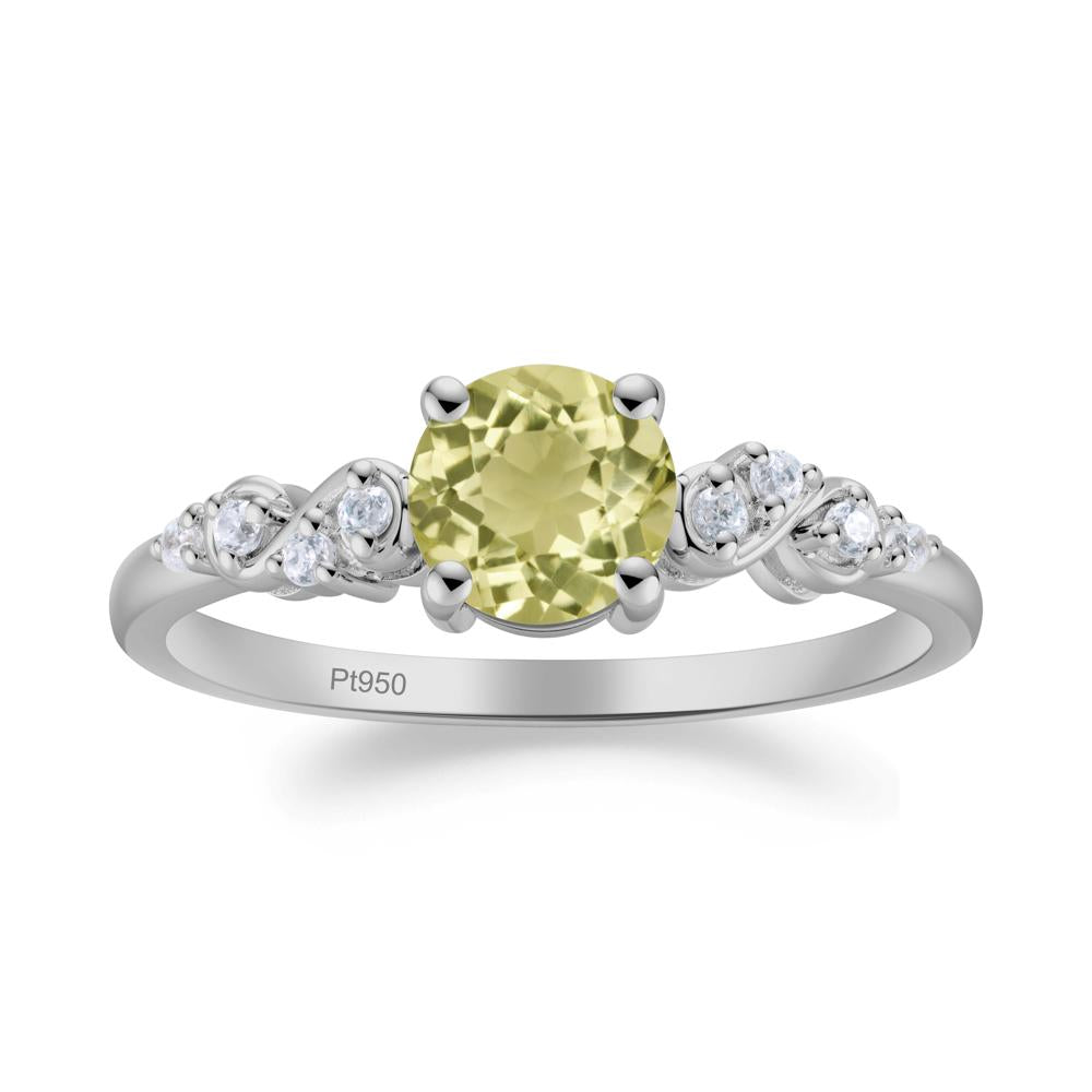 Simple Round Lemon Quartz Infinity Ring - LUO Jewelry #metal_platinum