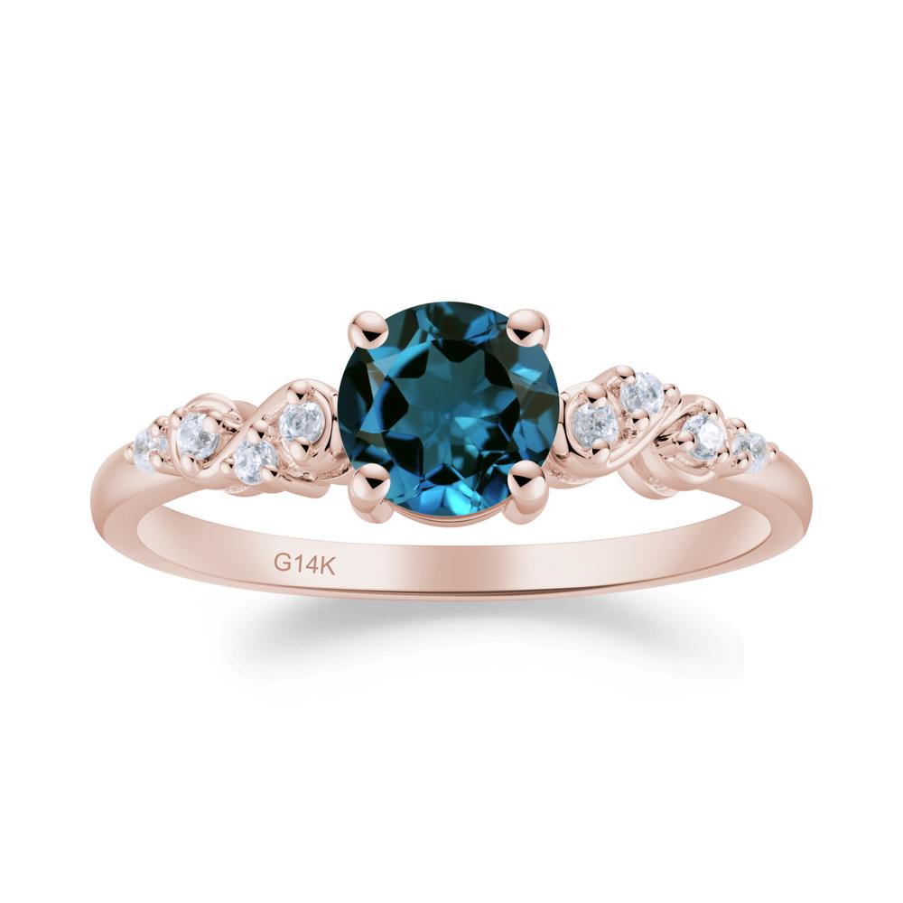 Simple Round London Blue Topaz Infinity Ring - LUO Jewelry #metal_14k rose gold