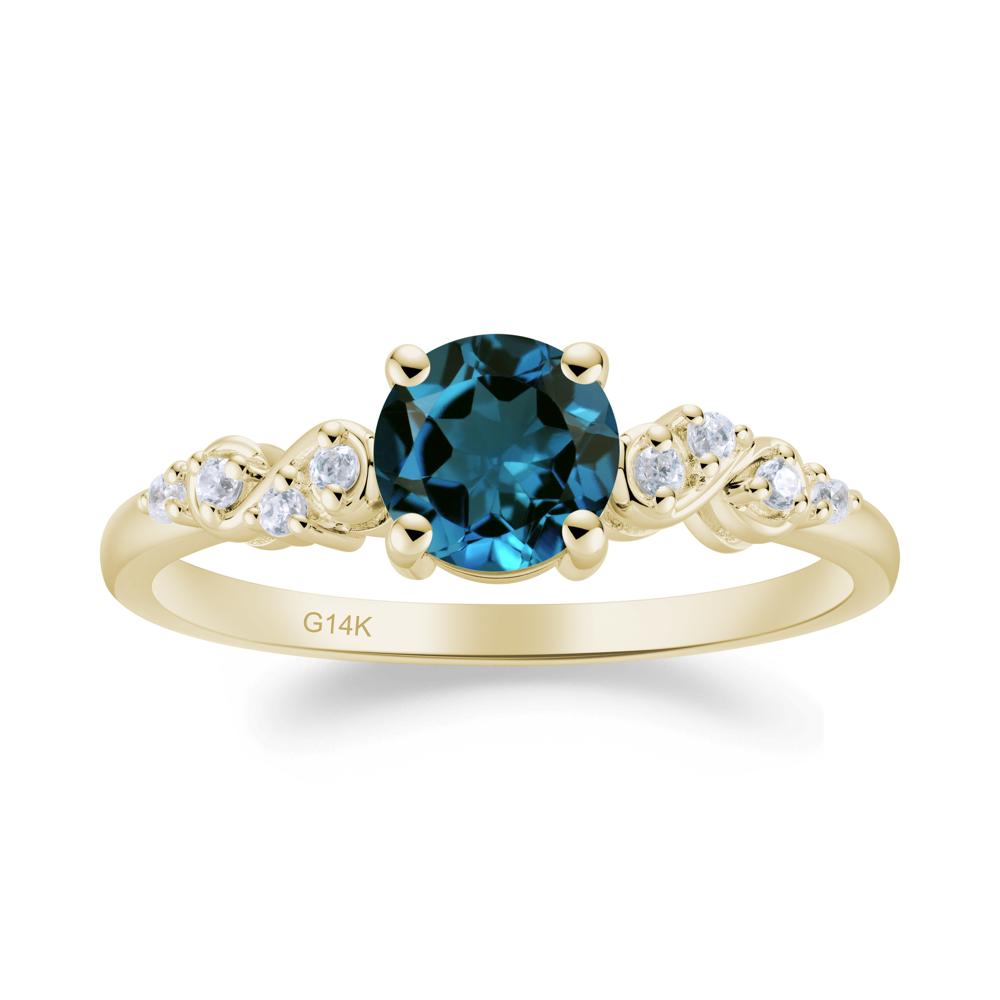 Simple Round London Blue Topaz Infinity Ring - LUO Jewelry #metal_14k yellow gold