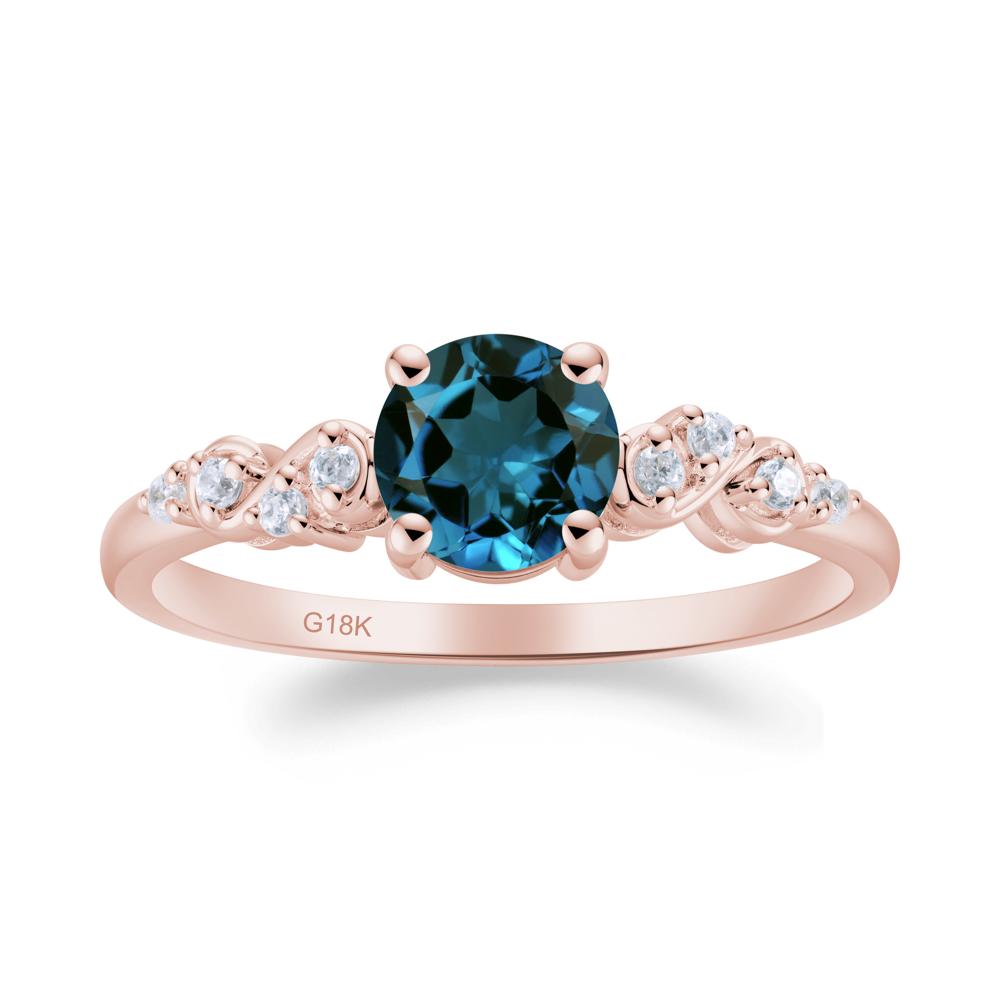 Simple Round London Blue Topaz Infinity Ring - LUO Jewelry #metal_18k rose gold