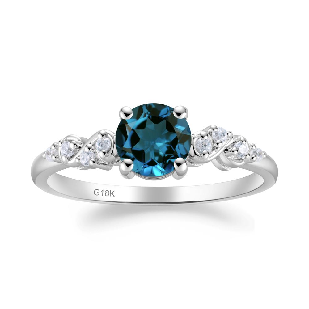 Simple Round London Blue Topaz Infinity Ring - LUO Jewelry #metal_18k white gold