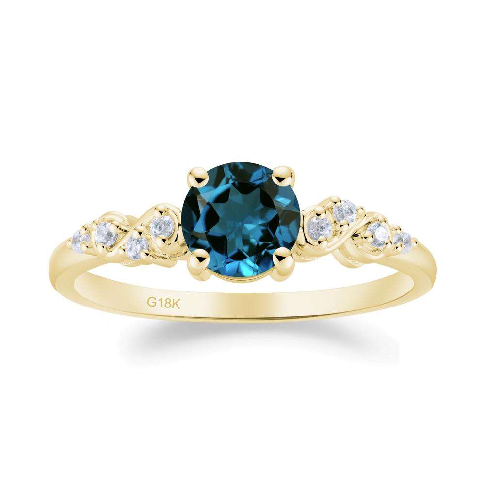 Simple Round London Blue Topaz Infinity Ring - LUO Jewelry #metal_18k yellow gold