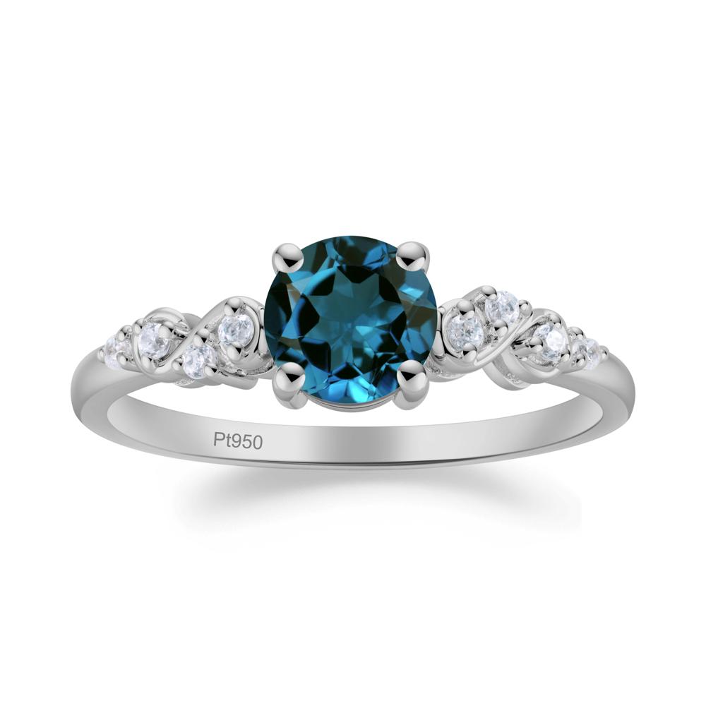 Simple Round London Blue Topaz Infinity Ring - LUO Jewelry #metal_platinum