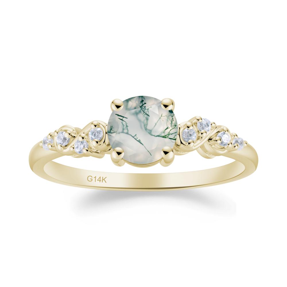 Simple Round Moss Agate Infinity Ring - LUO Jewelry #metal_14k yellow gold