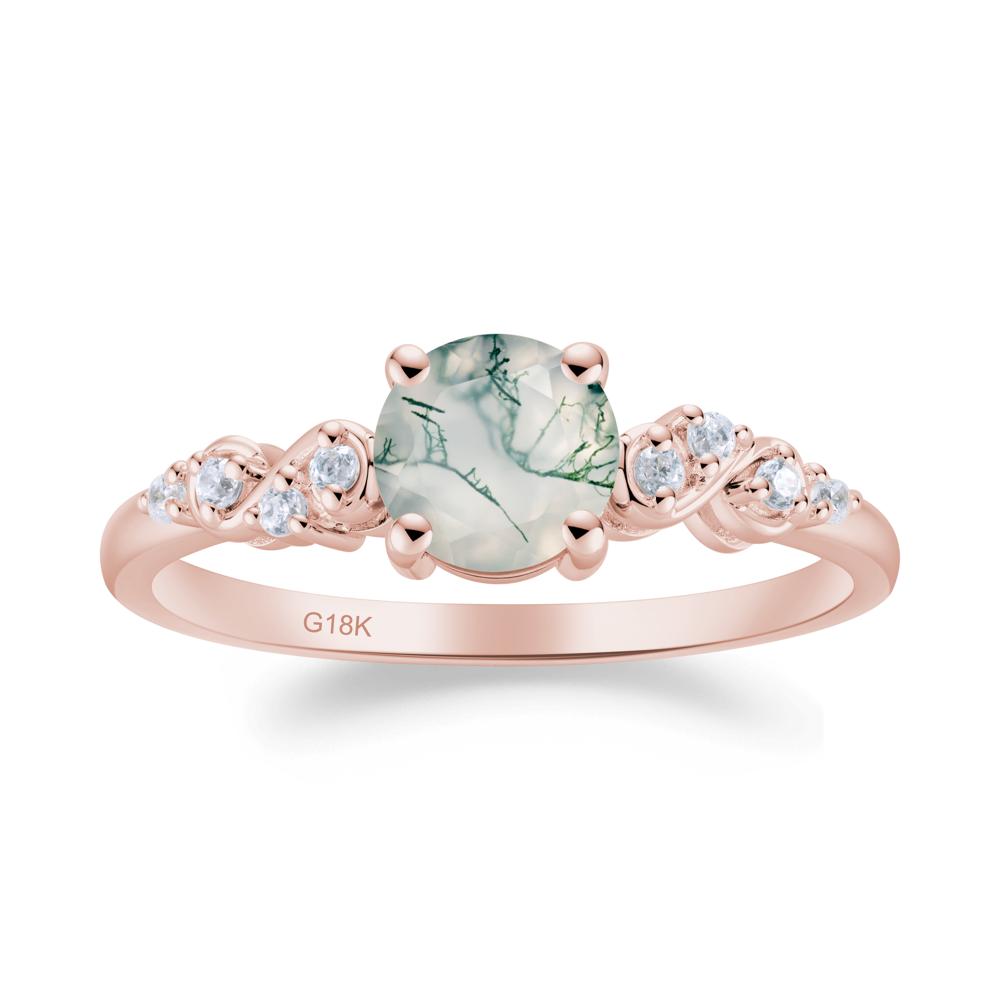 Simple Round Moss Agate Infinity Ring - LUO Jewelry #metal_18k rose gold